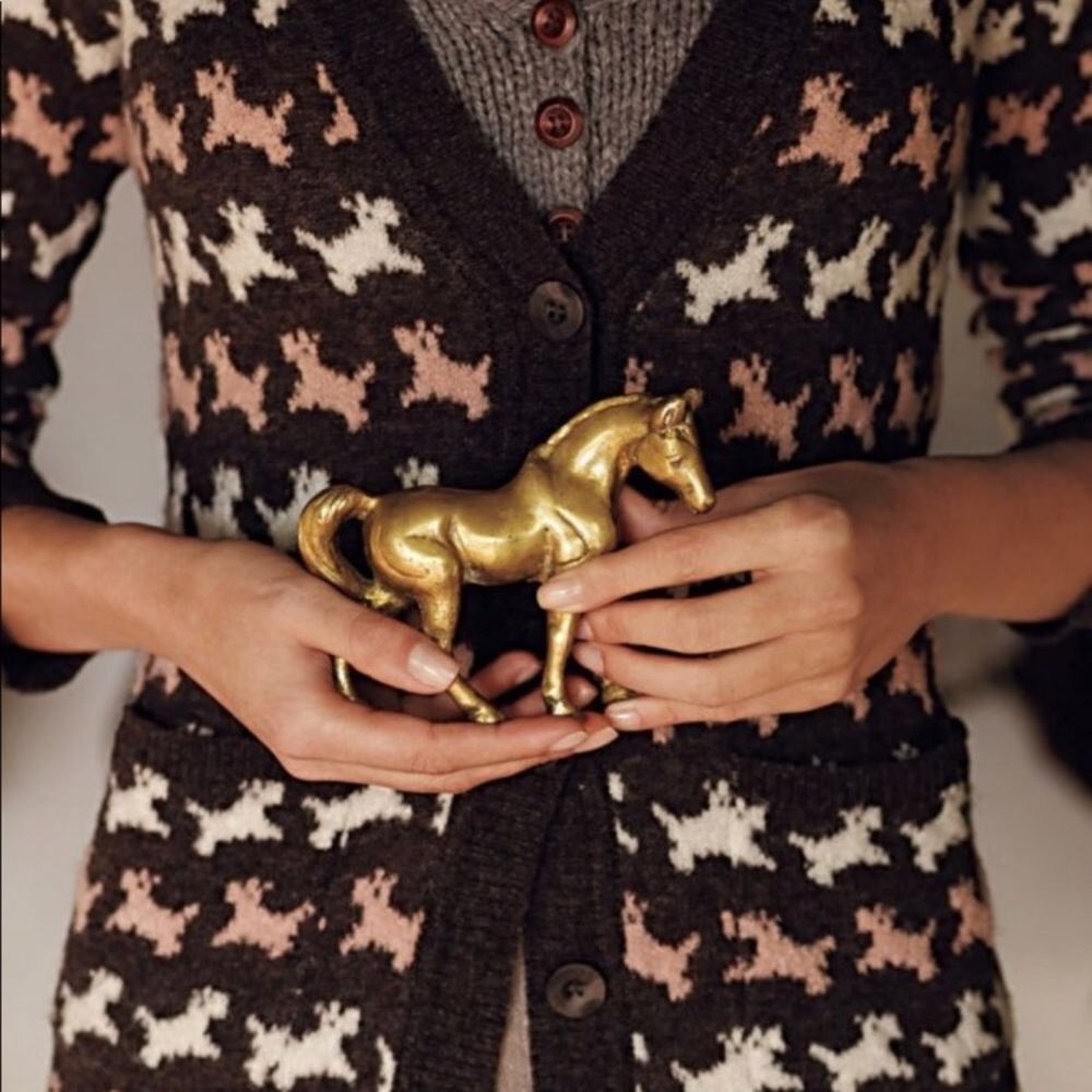 Anthropologie HWR Monogram Scottie Dog Cardigan